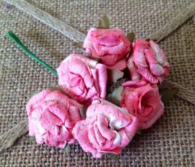 Hot Pink Cabbage Roses 