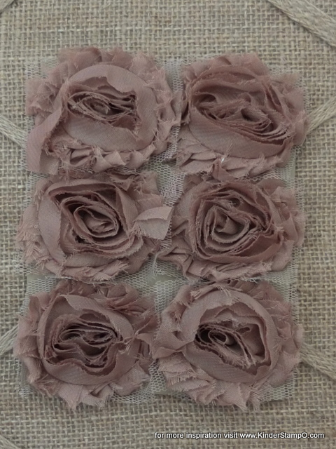 Six Shabby Chic Fabric Flowers - Chocolate Mocha (Brown)