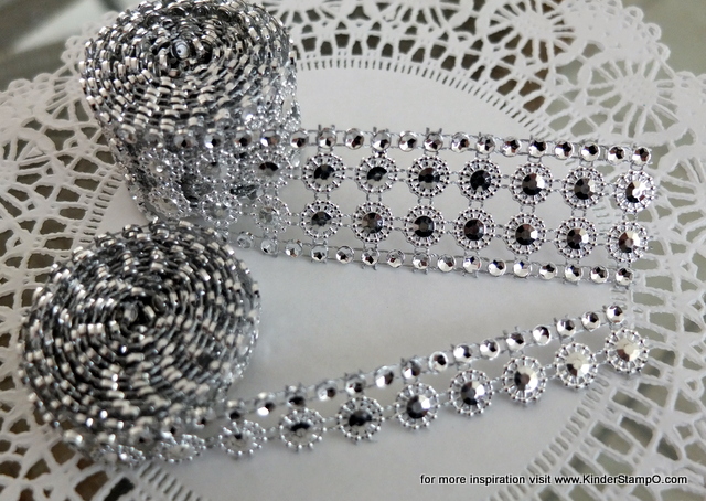 Two yards of faux Rhinestone and Blossom Trim - Silver and Diamonds