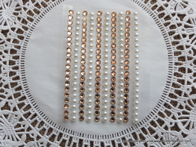 200 - 4mm self adhesive Shabby Chic Bling and Pearls - Peaches and Cream