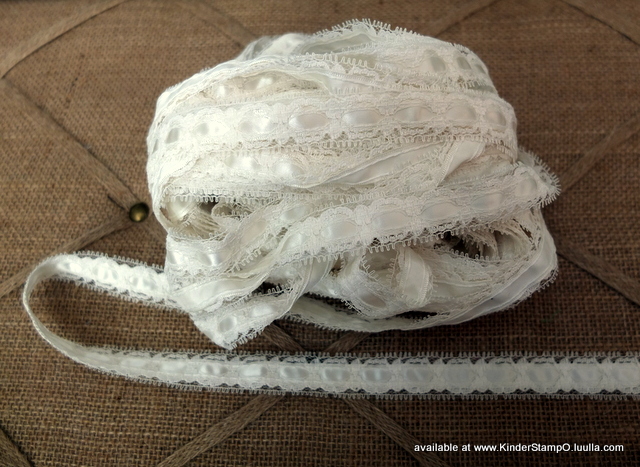3 yards - Satin Ribbon and Lace Trim - Marshmallow (Ivory)
