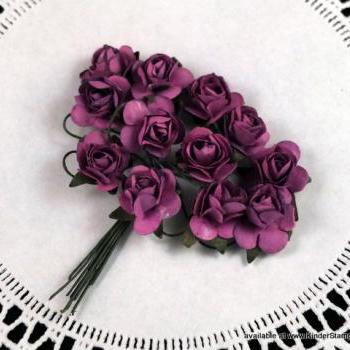 24 - Handmade Mulberry Paper Roses - Grape Fizz (Purple)